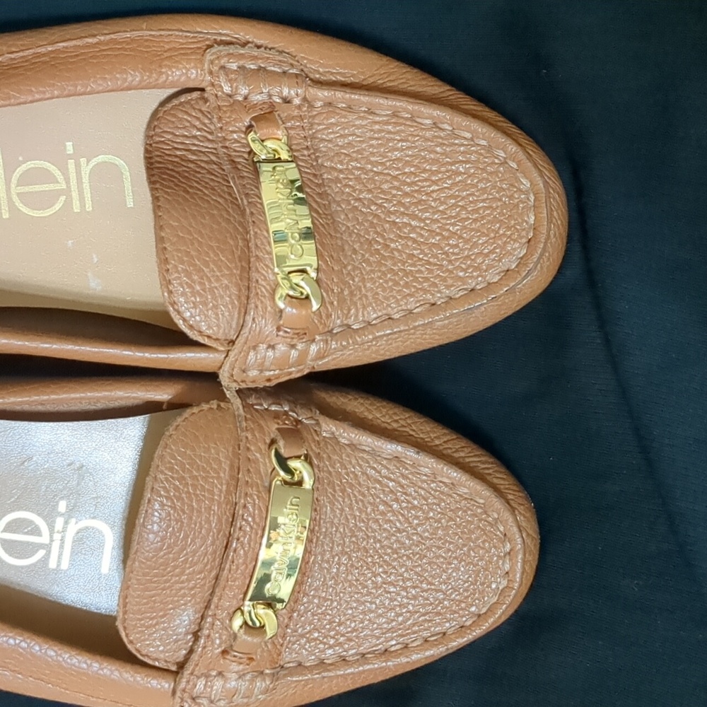 Calvin Klein Brown Loafers with Gold Accents